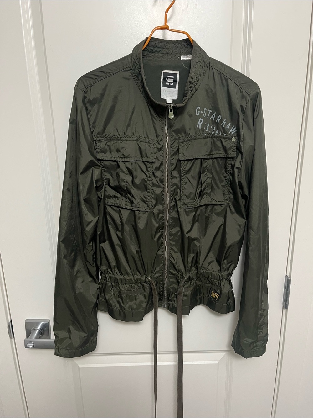 G-Star Raw Women's Olive Nylon Windbreaker Jacket in size L